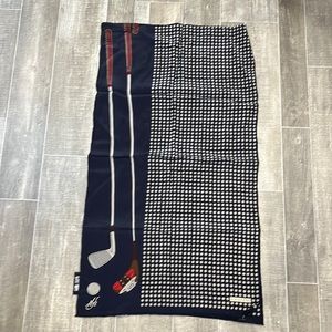 Mantero Vintage Silk Scarf - Golf Theme - Navy,red and cream.